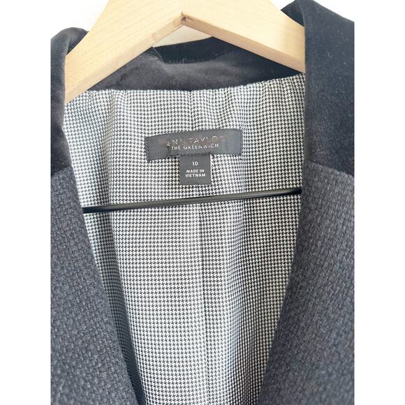NWOT Ann Taylor The Greenwich Blazer in Basketweave & Velvet Black 10 - Picture 5 of 7